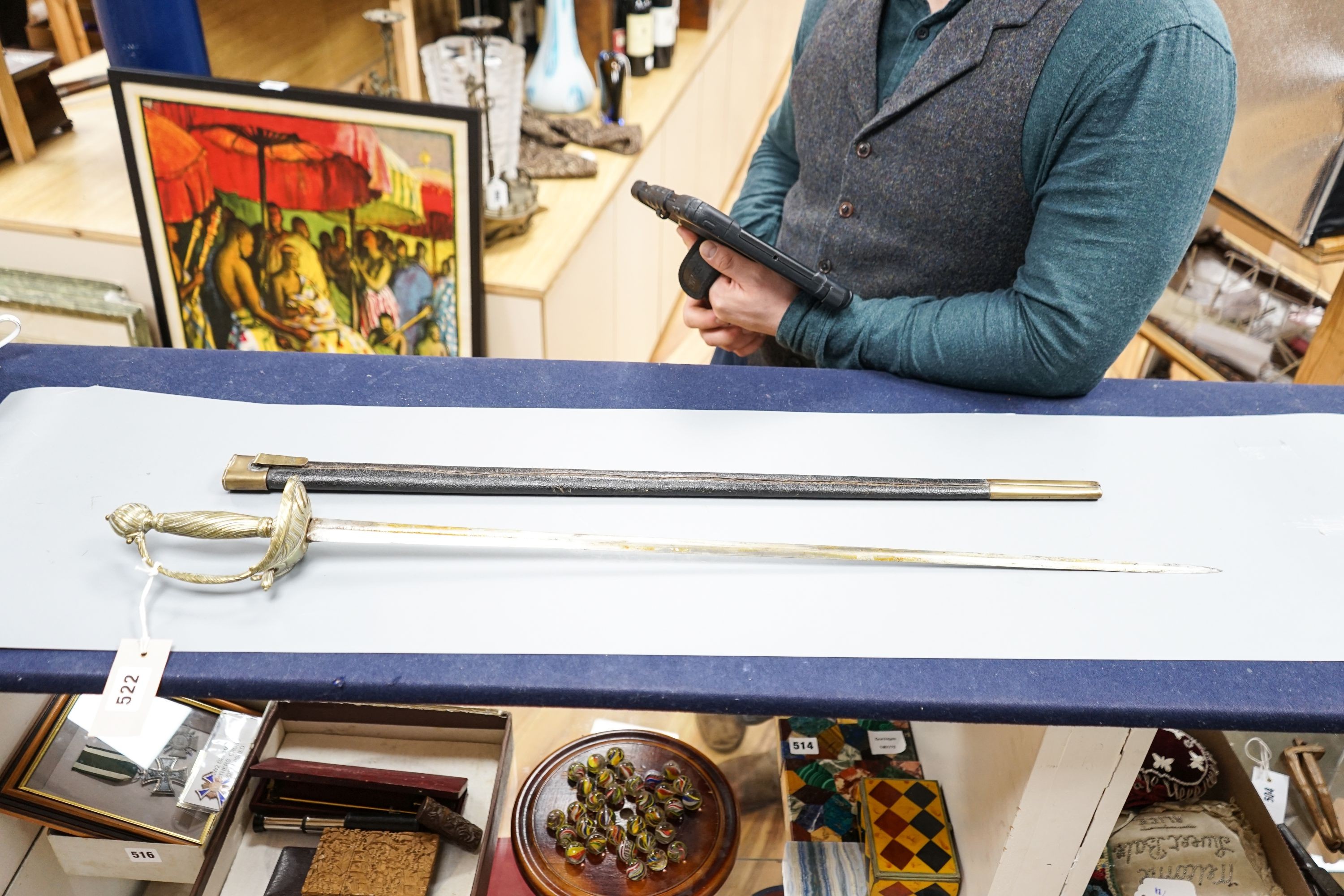 An early 19th century Prussian officer's sword, length 88cm